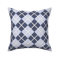 248 - Large scale navy blue and pale lavender blue Argyle classic plaid for preppy wallpaper, masculine décor, library pillows, English country golf club