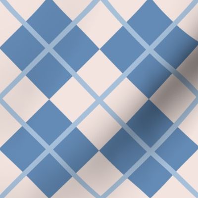 248 - Large scale sky blue and off white Argyle classic plaid for preppy wallpaper, masculine décor, library pillows, English country golf club