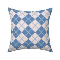 248 - Large scale sky blue and off white Argyle classic plaid for preppy wallpaper, masculine décor, library pillows, English country golf club