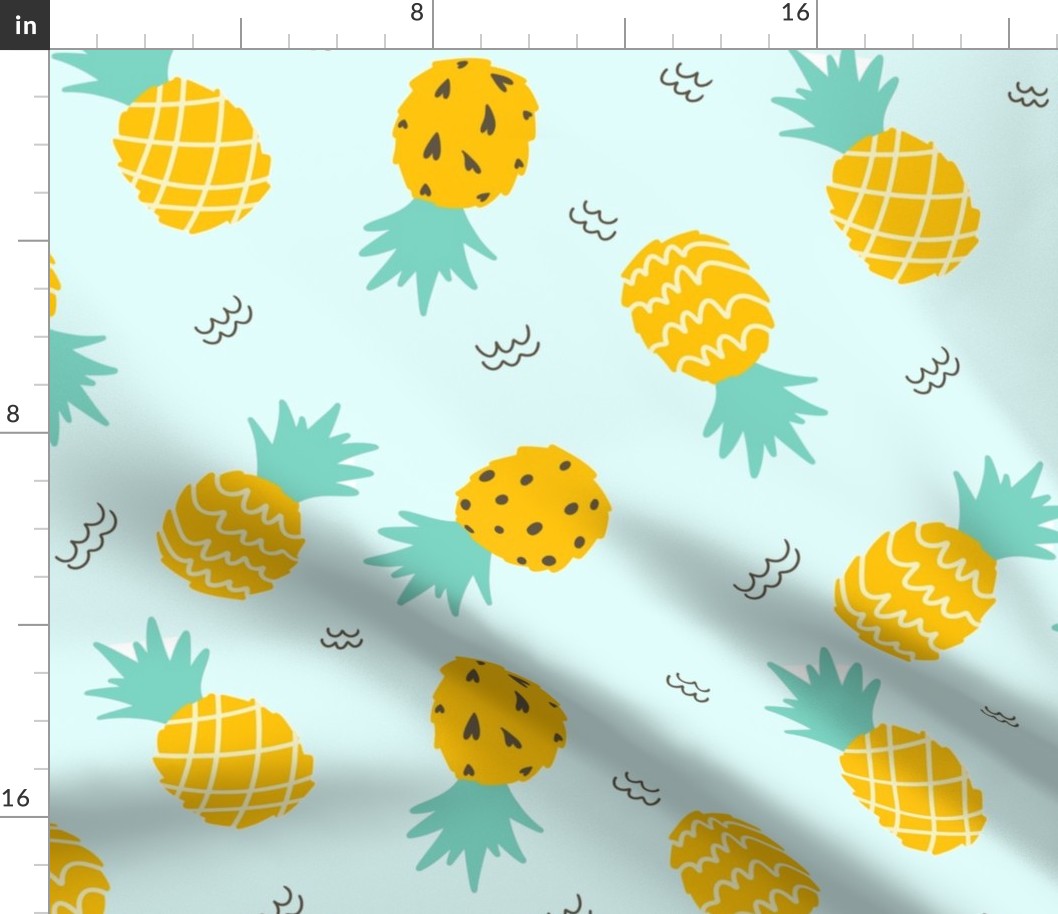 Fresh Pineapple Blue Pattern