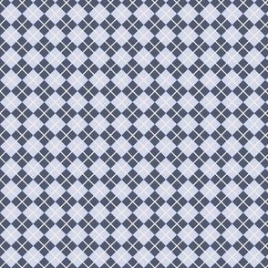248 - Mini micro periwinkle and navy blue Argyle classic plaid for kids apparel, nursery bed linen, patchwork, quilting, dollhouse decor, pet accessories