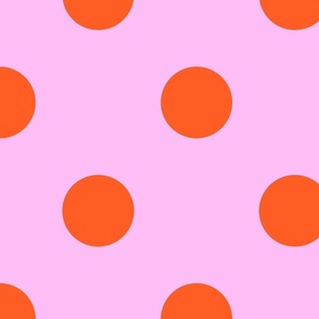 Polka Dots Orange  Lilac / Pink Large  Scale