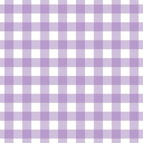 60's 70's check gingham  in white and purple medium