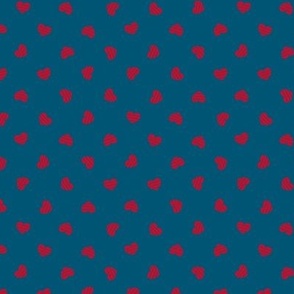 Small-Red Cutout Hearts on blue