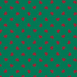 Small-Red Cutout Hearts on green