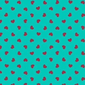 Small-Red Cutout Hearts on teal