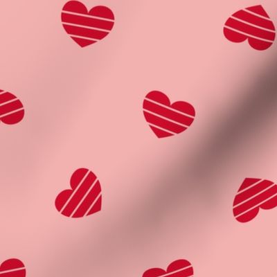Large-Red Cutout Hearts on blush pink