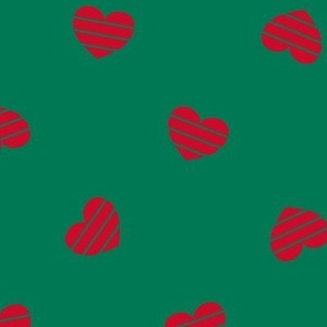 Large-Red Cutout Hearts on green