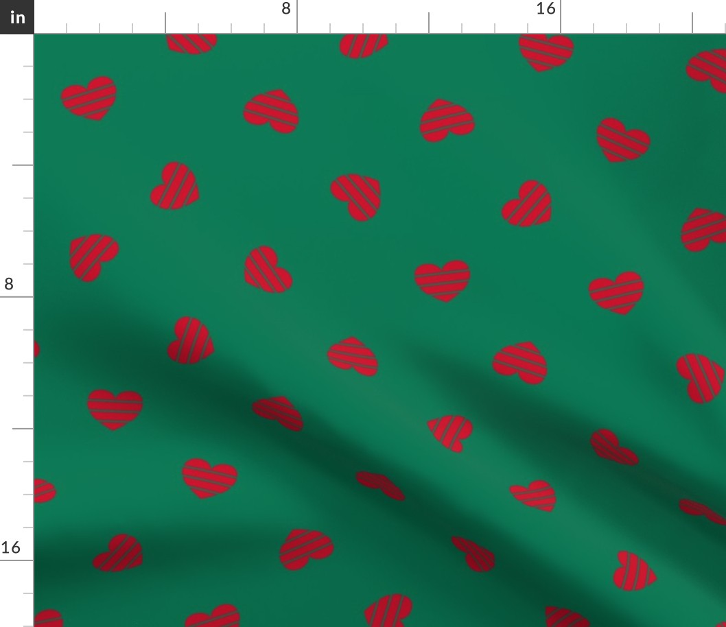 Large-Red Cutout Hearts on green