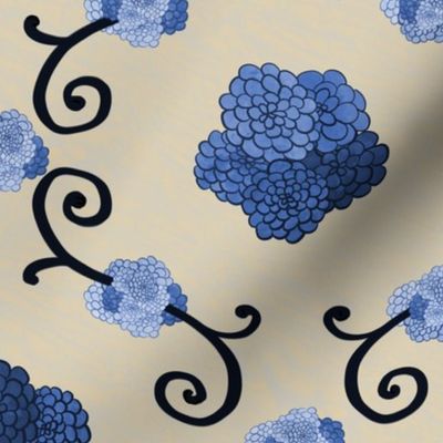 Hydrangeas Floral Iron Trellis – Blue and Yellow, Large