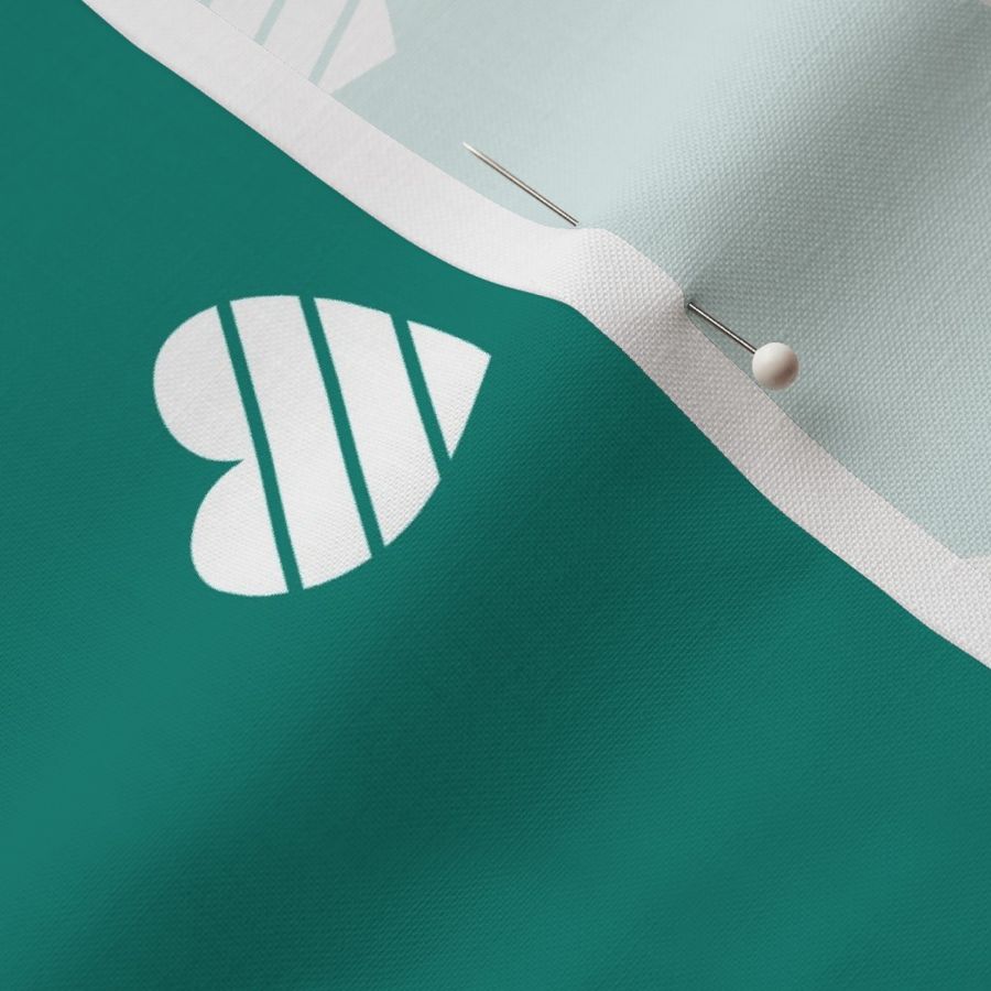 Large-White Cutout Hearts on Teal