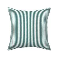 Hand-drawn pinstripes in teal and off-white, classic thin stripes teal and white