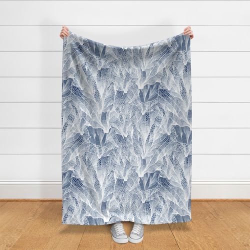 Under the sea abstract white in navy background coral reef lace-big