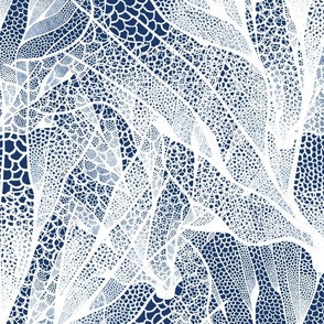 Under the sea abstract white in navy background coral reef lace-big