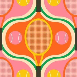 Retro-Tennis-Rackets-with-Tennis-Balls-vintage-yellow-orange-pink-grass-green-L-large
