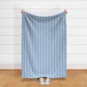 S| Modern Light Blue white Floral Damask on denim blue 