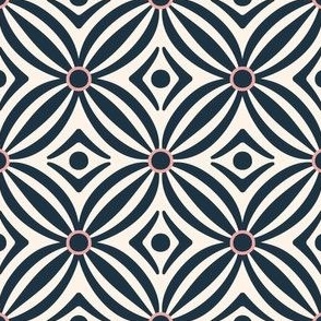 3" Motif Small / Maui Geometric Circles / Cream Navy Blue Pink