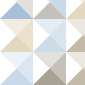modern geometric triangles in soft blue and brown | large