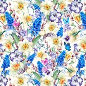 Watercolor spring botanical flowers