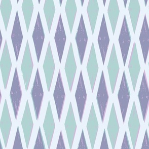 L| Contemporary aqua lavender Diamond Trellis on white for House Interiors