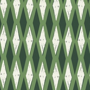 L| Contemporary boxwood moss green Diamond Trellis on white for House Interiors