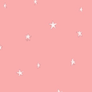 Cute Stars Bright Blush Pink Neutral Nursery Wallpaper Whimsical Minimalist Design