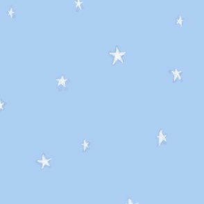 Cute Stars Cornflower Blue Neutral Nursery Wallpaper Whimsical Minimalist Design