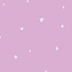 Cute Stars Dusky Lilac Purple Neutral Nursery Wallpaper Whimsical Minimalist Design