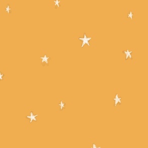 Cute Stars Honey Mustard Yellow Neutral Nursery Wallpaper Whimsical Minimalist Design