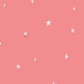 Cute Stars Hot Candy Pink Neutral Nursery Wallpaper Whimsical Minimalist Design