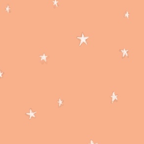 Cute Stars Light Peach Fuzz Orange Neutral Nursery Wallpaper Whimsical Minimalist Design