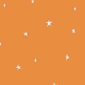 Cute Stars Pumpkin Orange Neutral Nursery Wallpaper Whimsical Minimalist Design