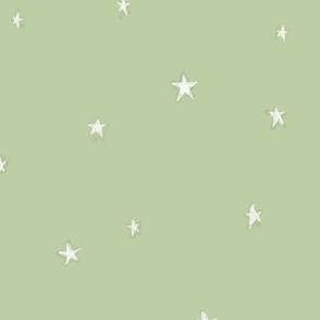 Cute Stars Sage Green Neutral Nursery Wallpaper Whimsical Minimalist Design