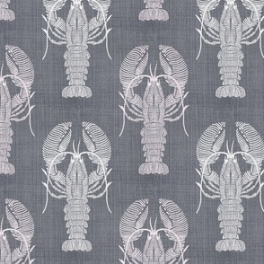 Lobster embroidery look on denim in white on shabby denim/MEDIUM