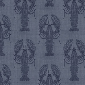 Lobster embroidery look on denim in dark blue on shabby denim/MEDIUM