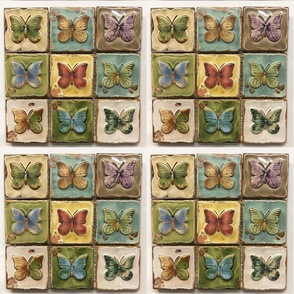 Antique Butterfly Ceramic Tiles - Artisan Fabric Design