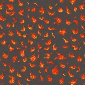Orange Red Fire Flame Pattern on Dark Charcoal