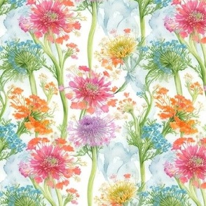 Watercolor Flower Field - Soft pastel floral