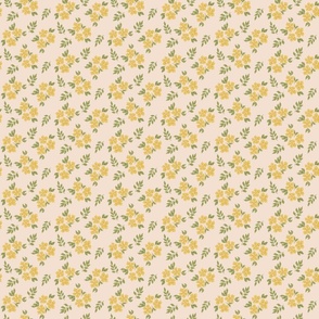 Nature inspired yellow flowers on a light peach color background - medium