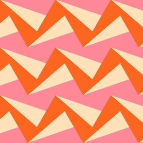 Vintage-retro-1960s-bold-orange-beige-white-3D-zigzag-on-dopamine-decor-pink-XL-jumbo