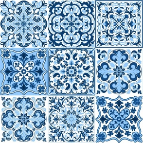 Mixed Ceramic Tiles 6 - Blue