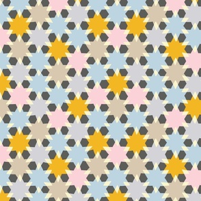 (M) cheerful simple stars in a geometric non directional arrangement - gray background 