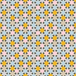 (S) cheerful simple stars in a geometric non directional arrangement - gray background 