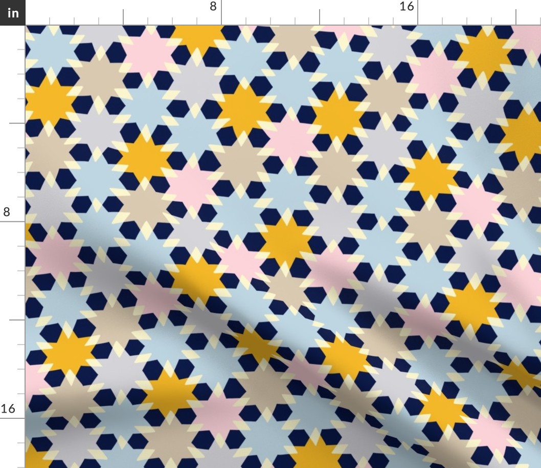 (M) cheerful simple stars in a geometric non directional arrangement - dark blue background