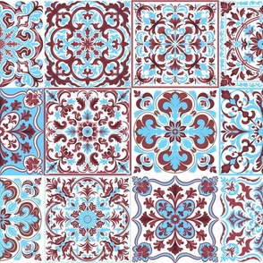 Mixed Ceramic Tiles 8 - Blue and Plum