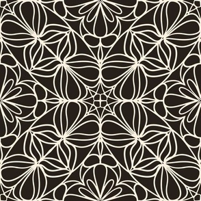 Abstract-beige-white-flower-mandala-on-dramatic-glamour-moody-dark-grey-XL-jumbo