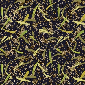 Olive Flowers repeat pattern. Medium scale
