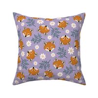 sweet foxes 2 two inch baby fox face tossed garden botanical in dusty plum light violet purple kids childrens clothing and bedding