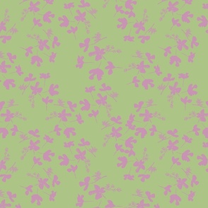 Painterly Petals Meadow- Green purple