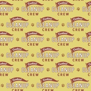 Cookout Cleanup Crew Dog Fabric - Yellow, Medium Scale